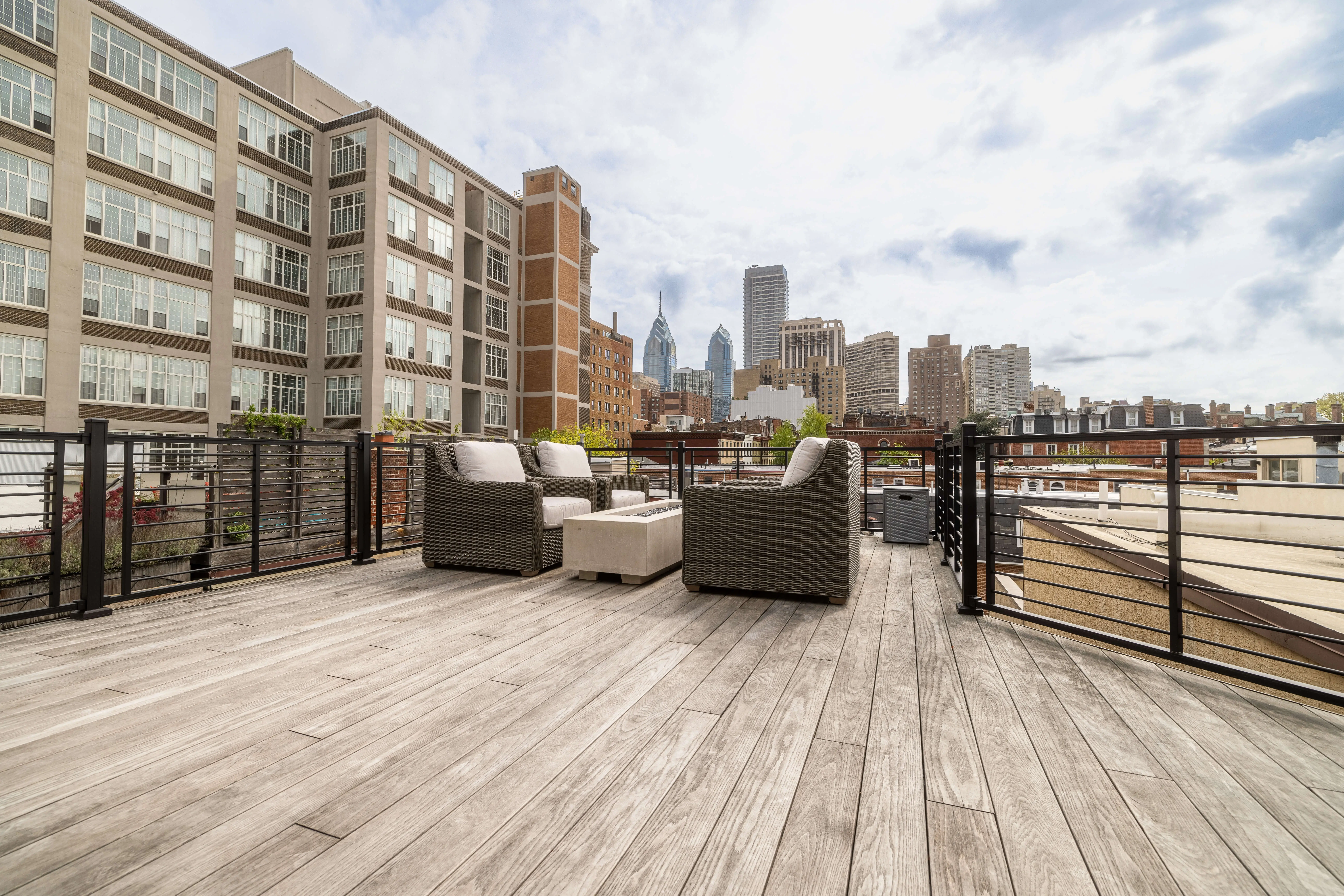 Weathered silver patina of Americana thermally modified wood decking in Philadelphia
